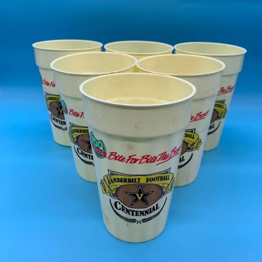 Vintage Vanderbilt University Football Centennial Plastic‎ Souvenir Cups